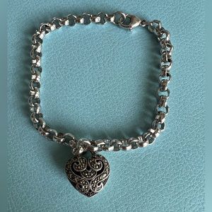 Unique Silver Bracelet with Heart Charm